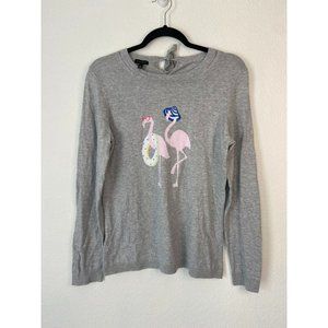 Talbots women's medium grey long sleeve‎ flamingo lightweight knit sweater top